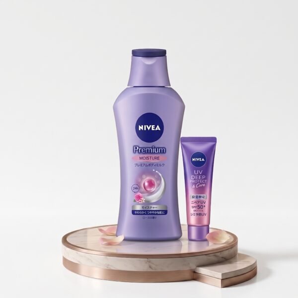 NIVEA Premium Body Milk Moisture-200g Set with Free UV Deep Protect & Care