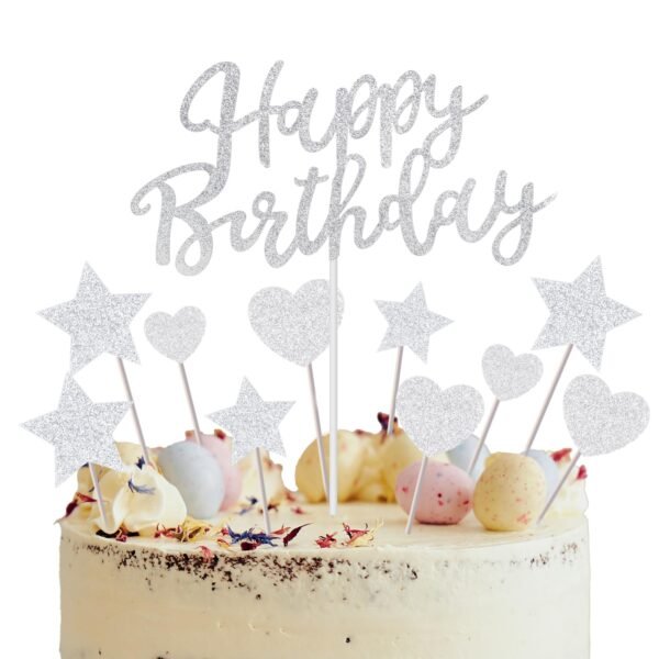 Party Cake Topper (Silver)