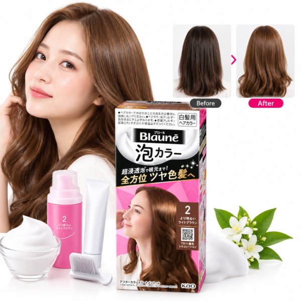 Kao Blaune Foam Hair Color Shade 2 Lighter Light Brown